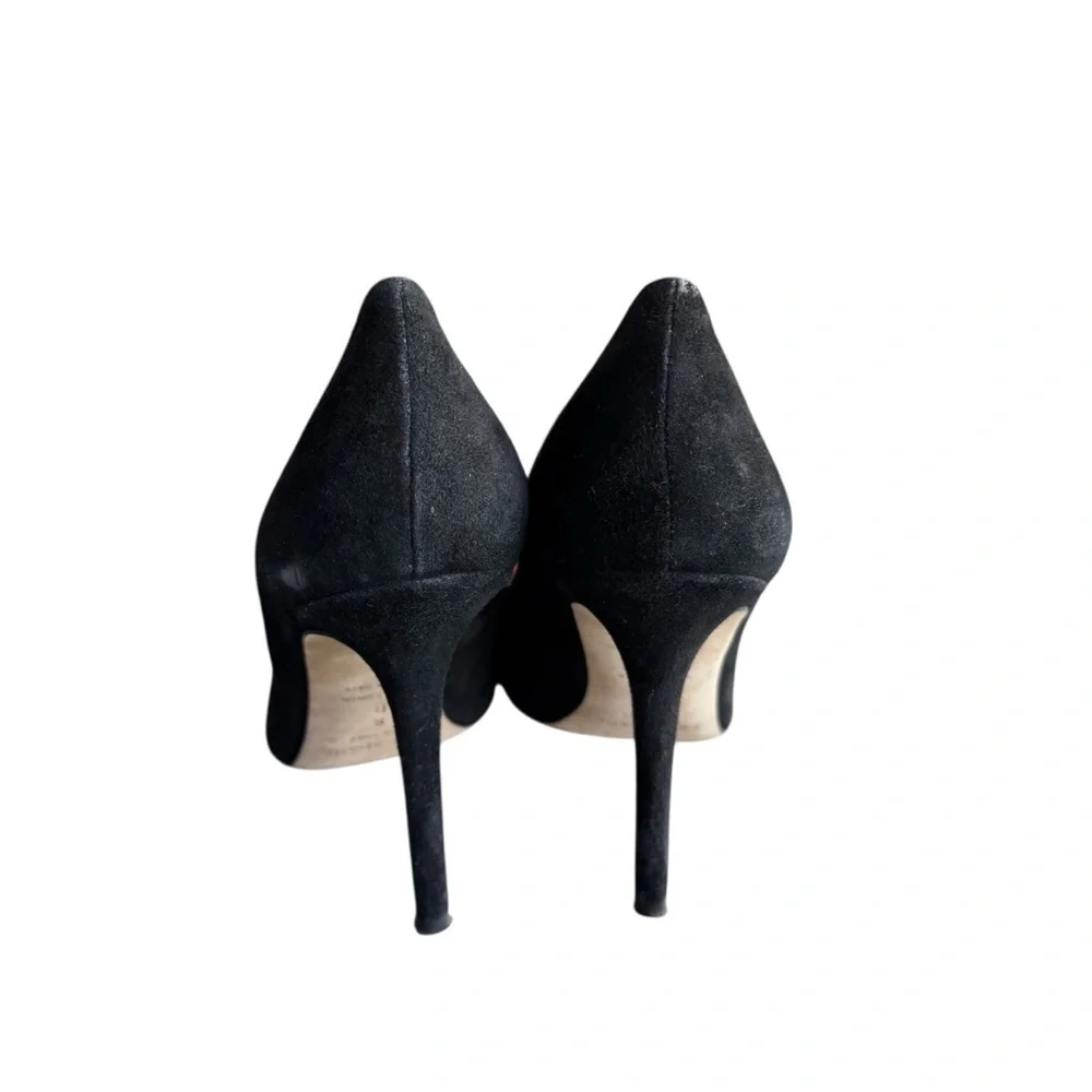 Kate Spade - Black Suede Pointed Toe Pumps Crystal Bow Heels Size 8